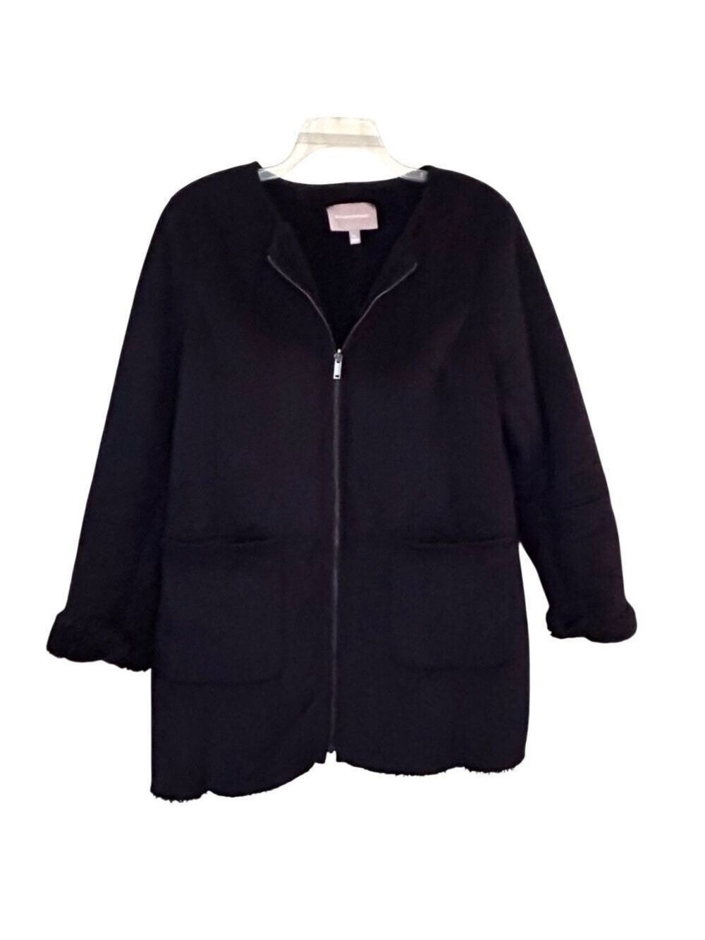 Banana Republic Faux Suede faux Shirling Zipper Front Collar-less Coat XL
